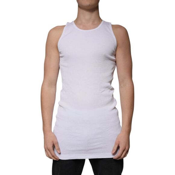 Dolce & Gabbana White Cotton Sleeveless Round Neck Tank Men's T-shirt